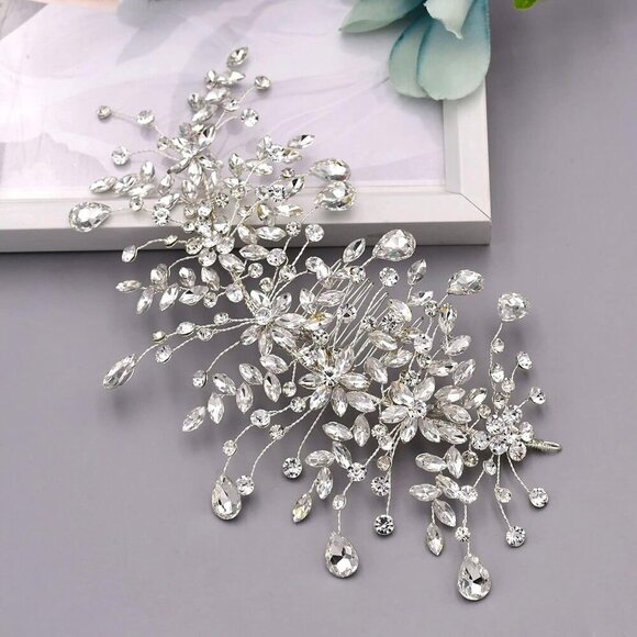 Wedding Tiara Bridal Hair Piece Silver Rhinestone Headband for Ladies